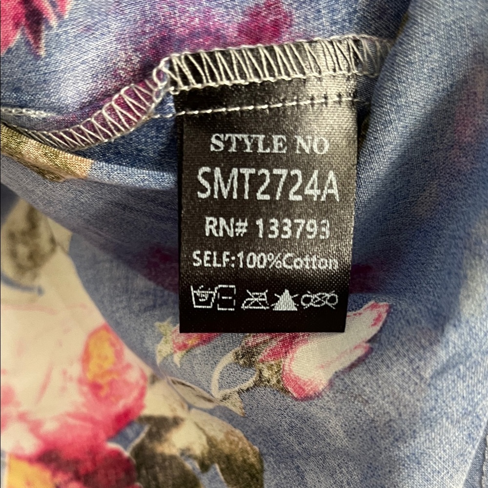 POL Blue Washed Floral Cotton Oversized Shirt - Size S - Brand New** - Picture 9 of 9